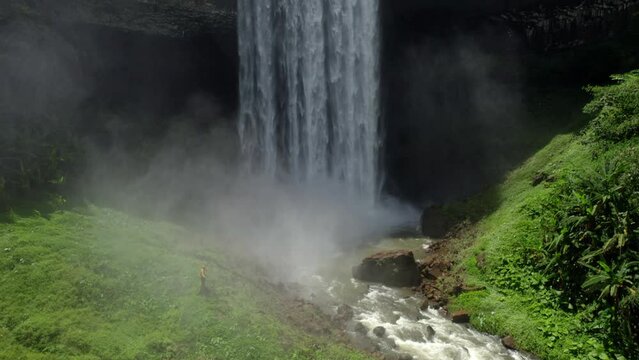Waterfall and river in rain forest bolaven Plateau, Laos