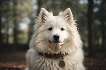 Obraz premium samoyed dog on the nature background