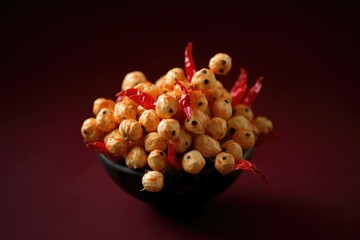 close up of a bunch of makhana with red chili