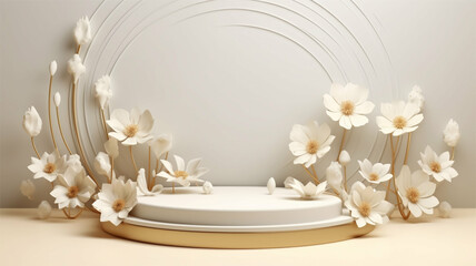 Fototapeta na wymiar white plate with flowers