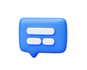 Blue speech bubble chat talk communication icon 3d background illustration