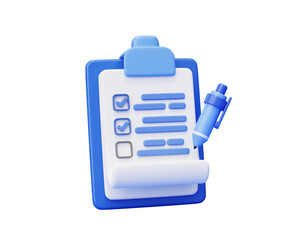 Clipboard with pen checklist form report checkbox business 3d background illustration © mamewmy