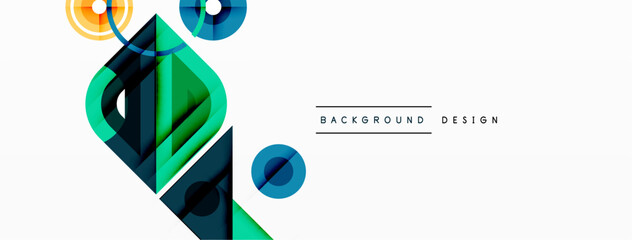 Colorful triangles and round shapes background. Template for wallpaper, banner, presentation, background