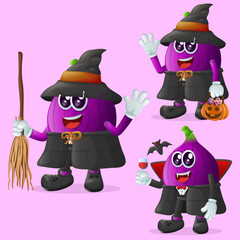 Cute fig characters on Halloween