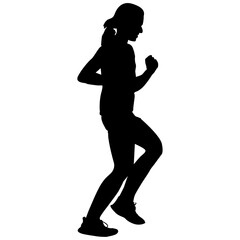 Fototapeta na wymiar A woman jogging in silhouette.