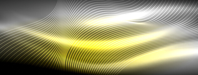 Glowing neon wave abstract background - vibrant, luminescent waves pulsate in a captivating and electrifying display