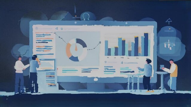Up to 4K resolution, Company employees analyzing data during a meeting, Generative AI with blender