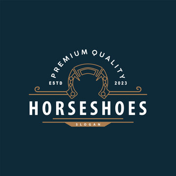 Simple Minimalist Horseshoe Logo, Western Cowboy Farm Ranch Retro Vintage Retro Design