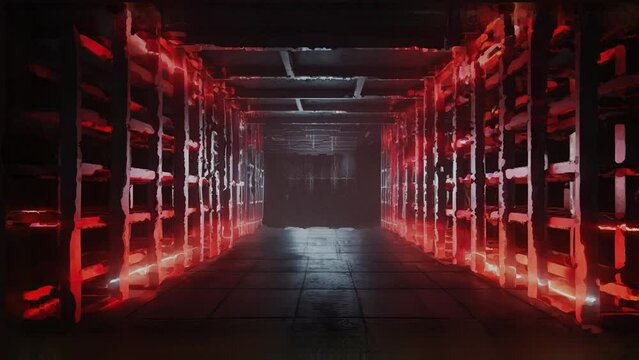 Up to 4K resolution, corridors of the cyber world, Generative AI with blender