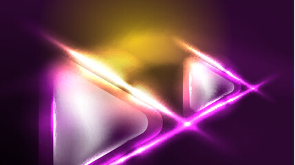 Techno neon triangles with light effects in the dark