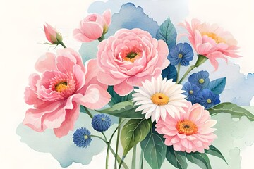 bouquet of flowers in vase background. generated by AI tool