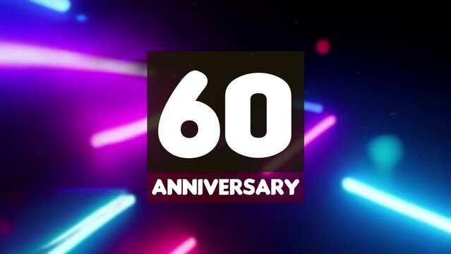 60th anniversary birthday celebration horizontal with colorful background lines and squares