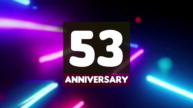53th anniversary birthday celebration horizontal with colorful background lines and squares