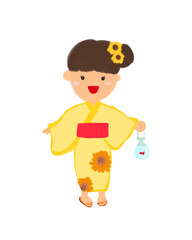 夏祭りに来た浴衣の女の子