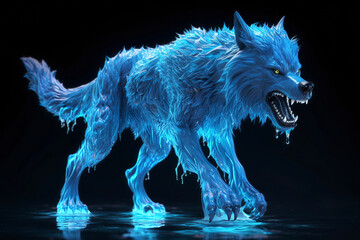Obraz na płótnie Canvas An aggressive werewolf in a dark background. (Generative AI)