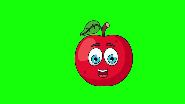 apple fruit cartoon animation holds banner, emoji emoticon
