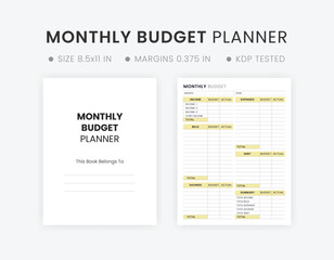 Monthly budget planner template printable
