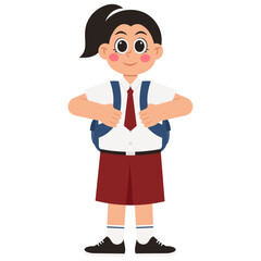 Girl Gesture Hello School Pose Illustration