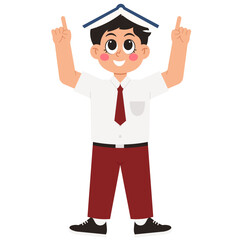 School Boy Carrying Book Illustration