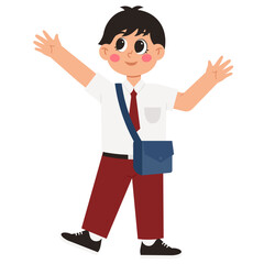 Schoolboy Carrying Books And Pens Illustration