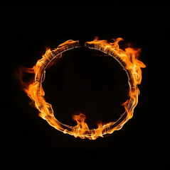 Burning gas in a circle on isolated on black