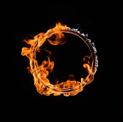 Burning gas in a circle on isolated on black