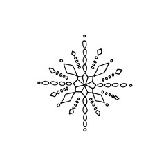 Hand drawn style snowflake. Isolated on white vector illustration.