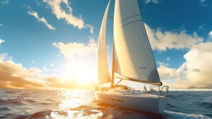 Poster Modern yacht sailing in the sea © Borin
