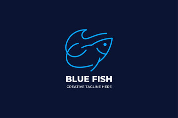 Monoline fish animal logo illustration