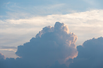 A sky with huge, majestic clouds at sunset.