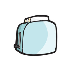 cute blue toaster cartoon object on white background, vector doodle art