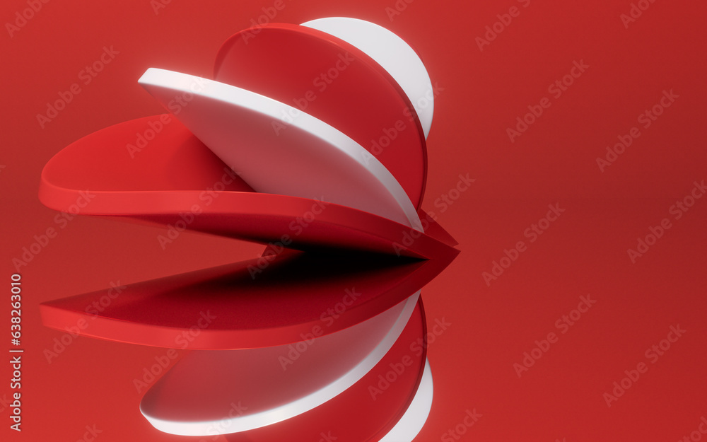 Poster abstract red curve geometry background, 3d rendering.