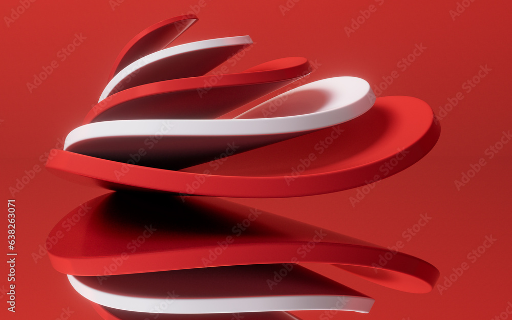 Poster abstract red curve geometry background, 3d rendering.