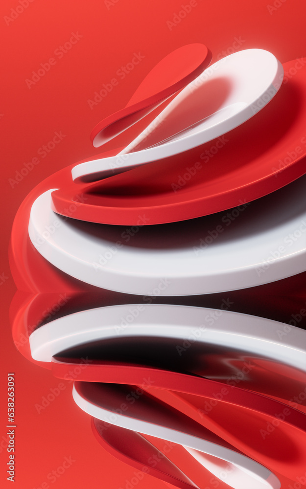 Poster abstract red curve geometry background, 3d rendering.