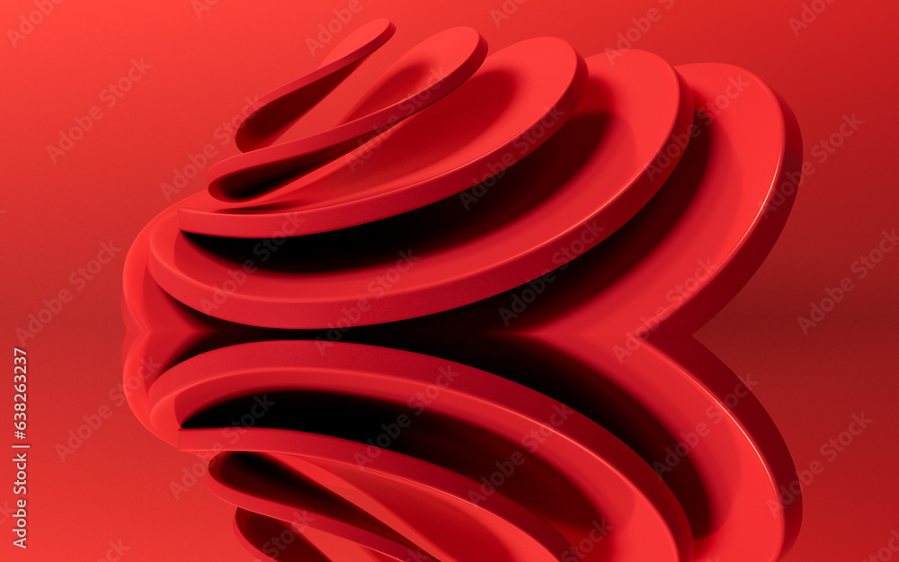 Poster abstract red curve geometry background, 3d rendering.