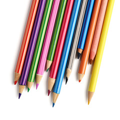 Colorful pencils on white background