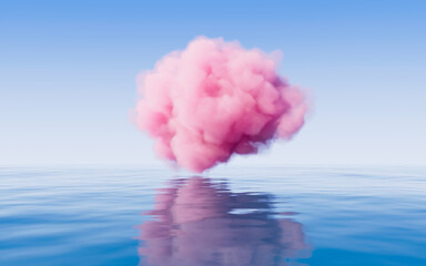 Cloud and water surface, 3d rendering.