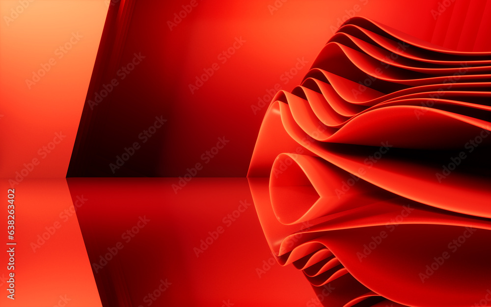 Aufkleber abstract red curve stage background, 3d rendering.