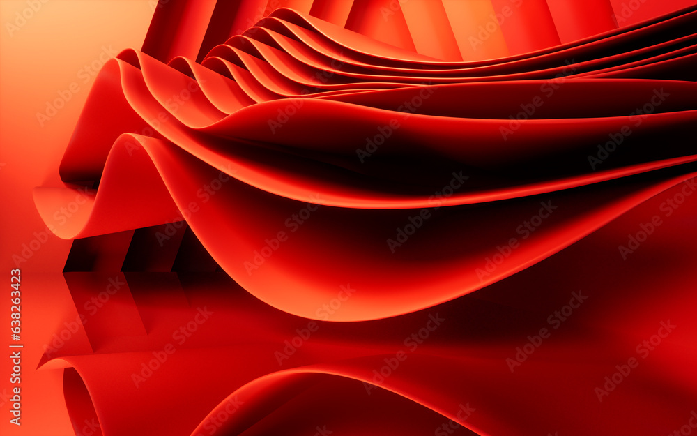 Aufkleber abstract red curve stage background, 3d rendering.