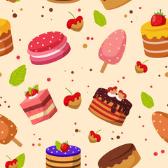 Dessert Food Seamless Pattern