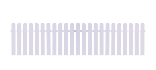 White gray artificial wooden picket fence on transparent background, png file