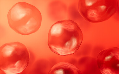 Red soft liquid bubble background, 3d rendering.