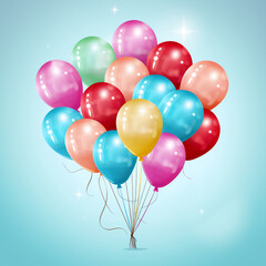 Vector color glossy happy birthday balloons with generative Ai