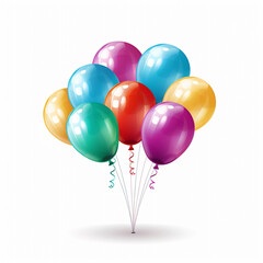 Vector color glossy happy birthday balloons with generative Ai