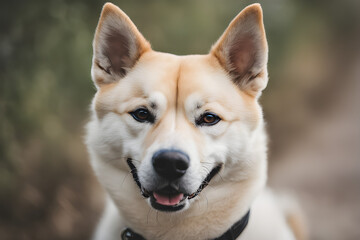 Portrait of a brave Jindo dog,Generative AI