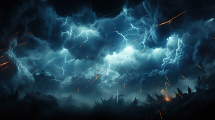 Gray Grunge Smoke Texture Dark Sky Black Night Cloud Moody Theme Thunderstorm Background AI Generative