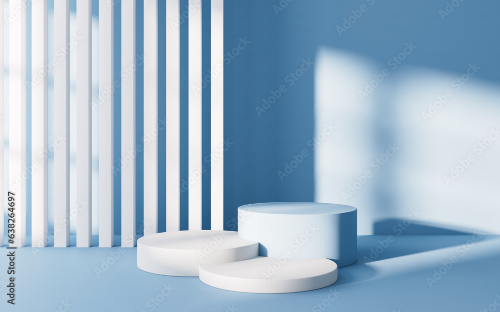 Poster empty room with product stage, 3d rendering.