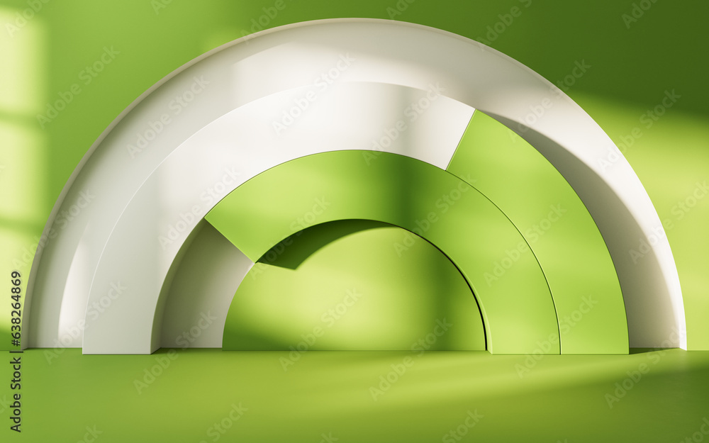 Poster empty room with geometry shapes, 3d rendering.