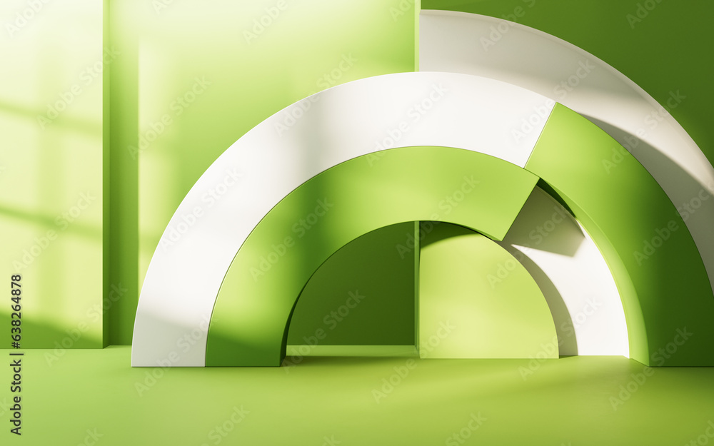 Poster empty room with geometry shapes, 3d rendering.