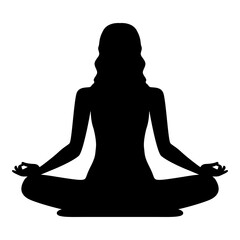 Yoga. Lotus Position Silhouette. The Woman is Sitting in a Lotus Yoga Pose, Meditation. Vector Shape